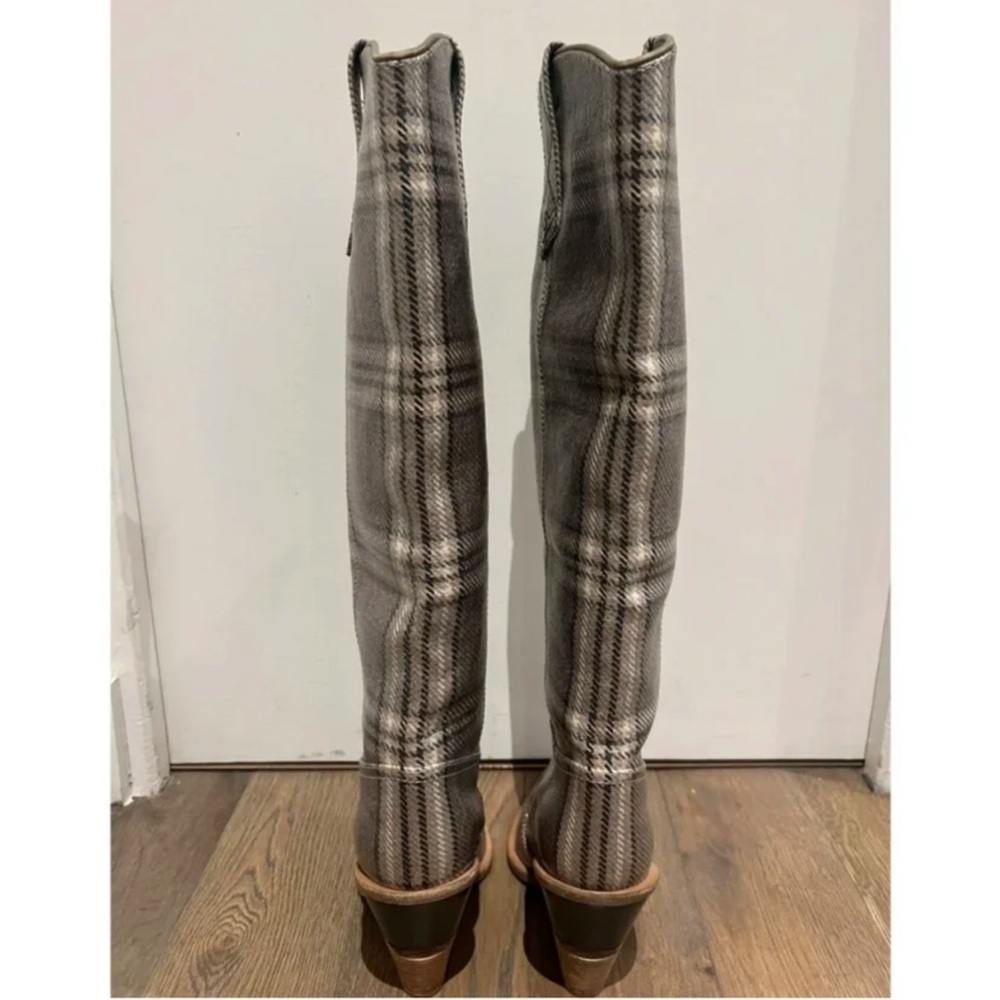 Fendi Women's Plaid Leather Cowboy Boots - Black and Brown - Picture 3 of 7
